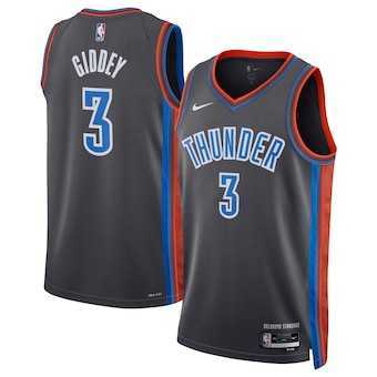 Mens Oklahoma City Thunder #3 Josh Giddey Gray Icon Edition Stitched Basketball Jersey Dzhi->oklahoma city thunder->NBA Jersey